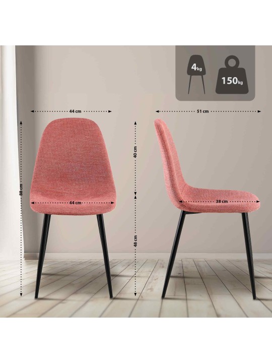 Set van 4 eetkamerstoelen Napier stof, oranje