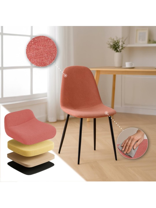 Set van 4 eetkamerstoelen Napier stof, oranje