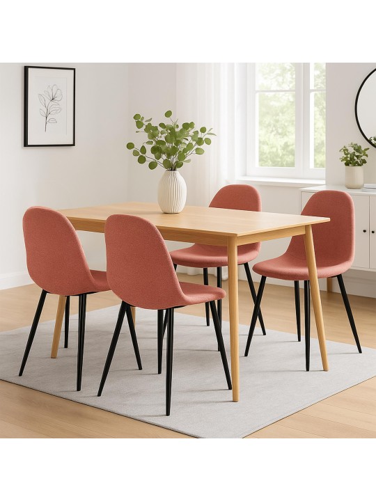 Set van 4 eetkamerstoelen Napier stof, oranje