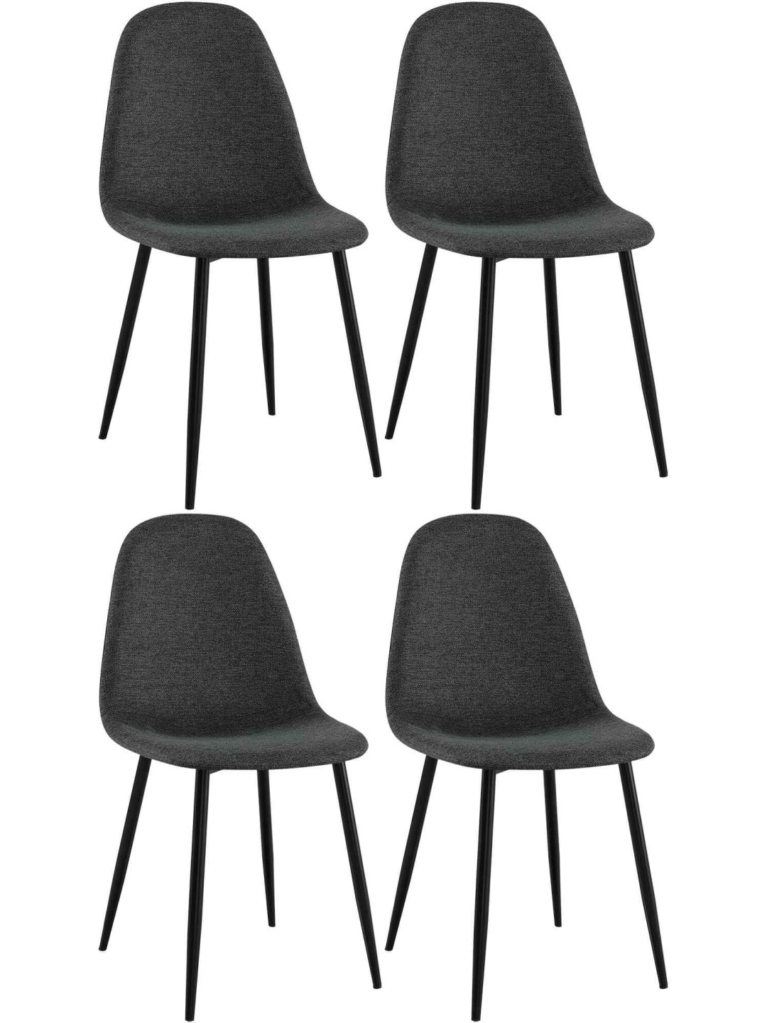 Set van 4 eetkamerstoelen Napier stof, zwart