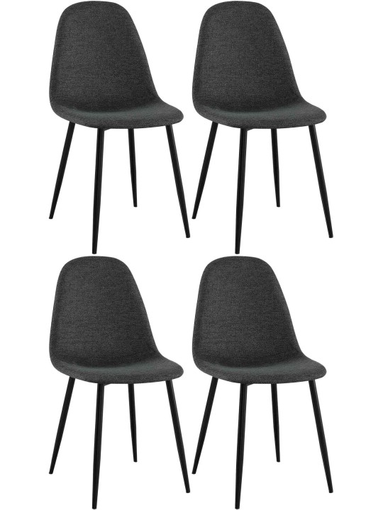 Set van 4 eetkamerstoelen Napier stof, zwart