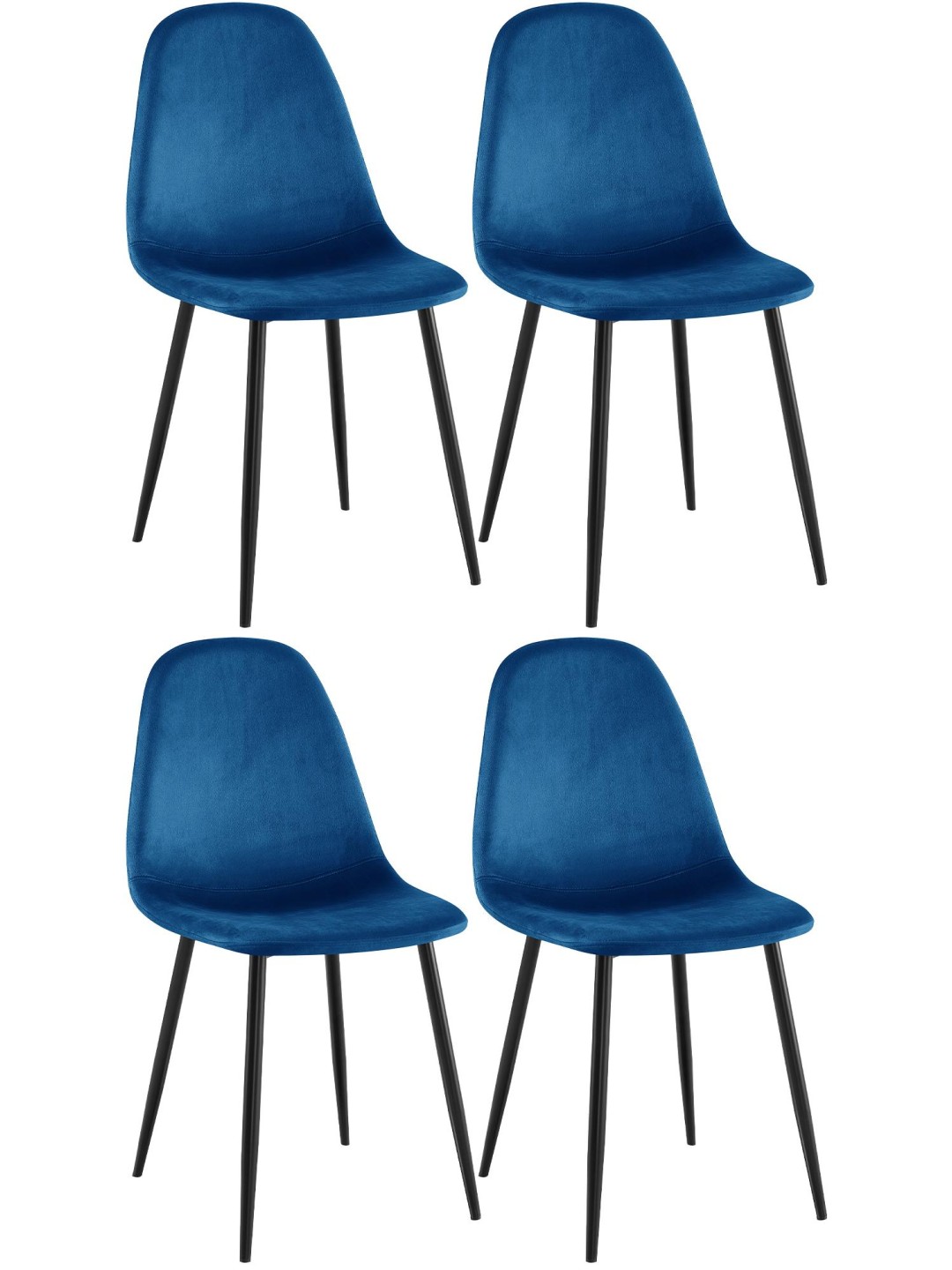 Set van 4 eetkamerstoelen Napier fluweel, blauw