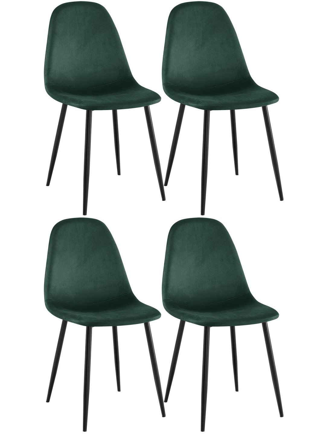 Set van 4 eetkamerstoelen Napier fluweel, groen