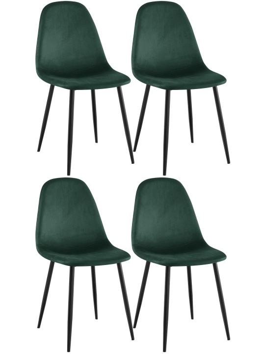 Set van 4 eetkamerstoelen Napier fluweel, groen