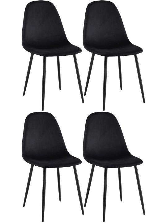 Set van 4 eetkamerstoelen Napier fluweel, zwart