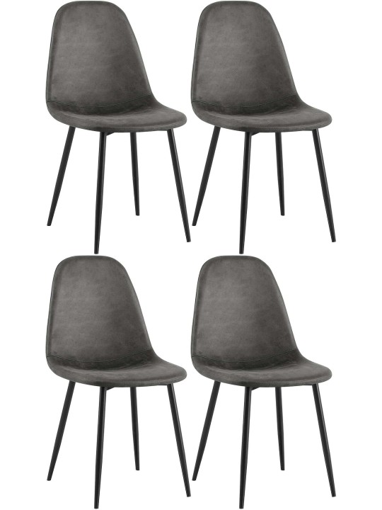 Set van 4 eetkamerstoelen Napier kunstleer, zwart
