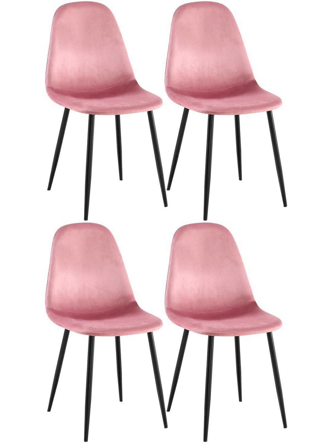Set van 4 eetkamerstoelen Napier fluweel, roze