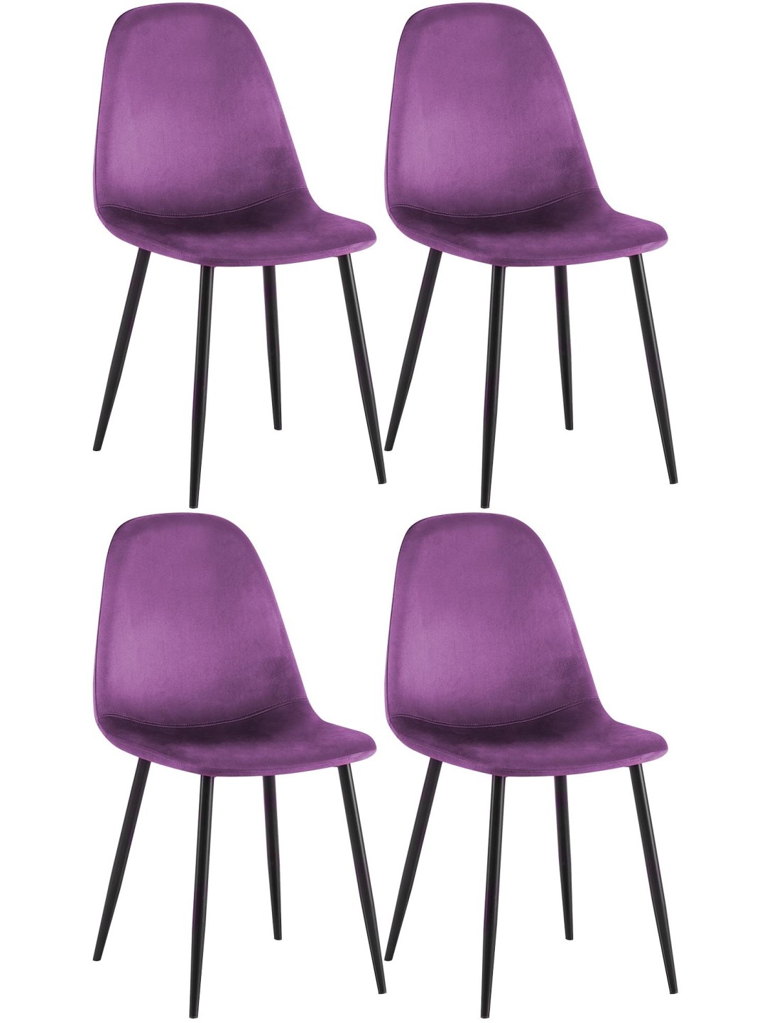 Set van 4 eetkamerstoelen Napier fluweel, lila
