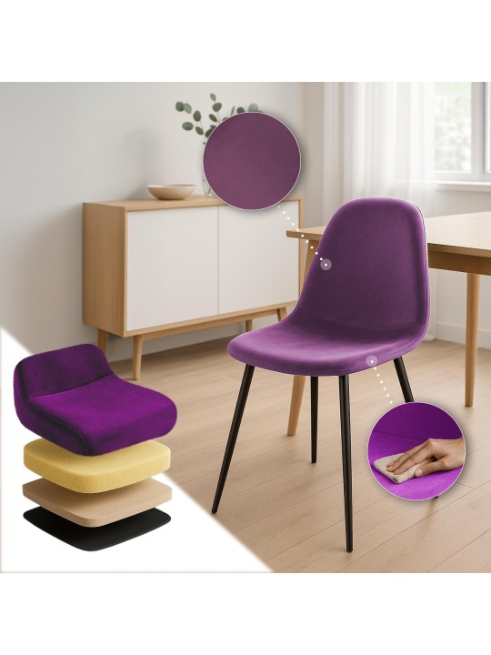 Set van 4 eetkamerstoelen Napier fluweel, lila