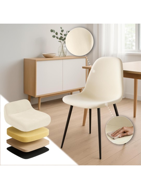 Set van 4 eetkamerstoelen Napier fluweel, crème