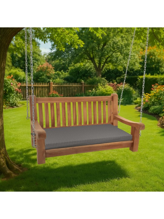 Joyce schommelbank met zitkussen 120 cm + teak, donkergrijs