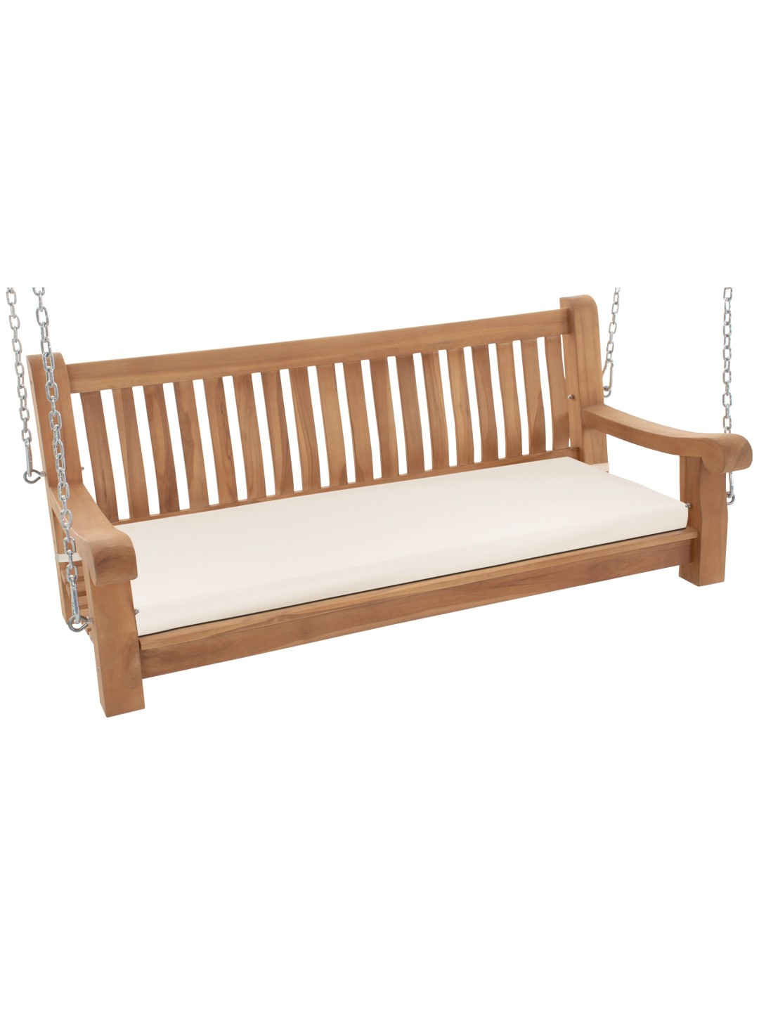 Joyce schommelbank met zitkussen 150 cm + teak, crème
