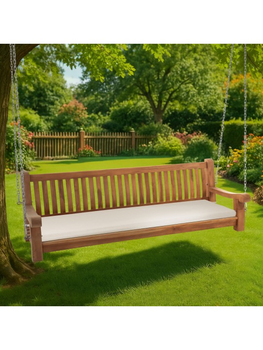 Joyce schommelbank met zitkussen 200 cm + teak, crème