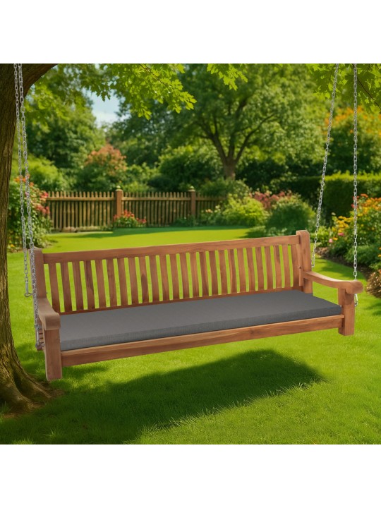 Joyce schommelbank met zitkussen 200 cm + teak, donkergrijs