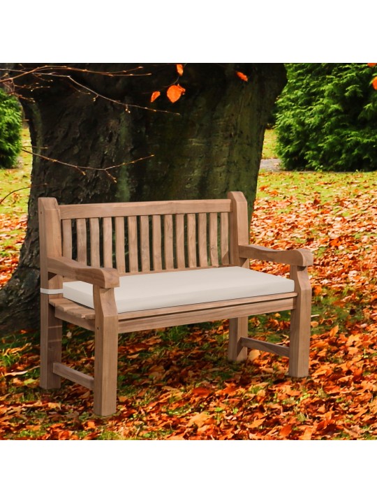 Teakhouten bank Jackson met zitkussen 120 cm + teakhout, crème