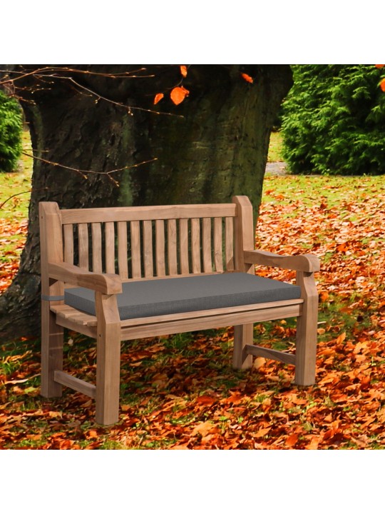 Teakhouten bank Jackson met zitkussen 120 cm + teakhout, donkergrijs