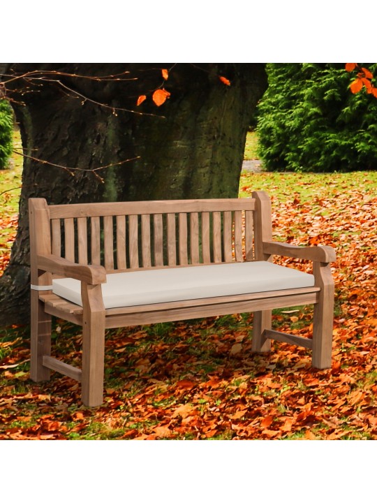 Teakhouten bank Jackson met zitkussen 150 cm + teakhout, crème