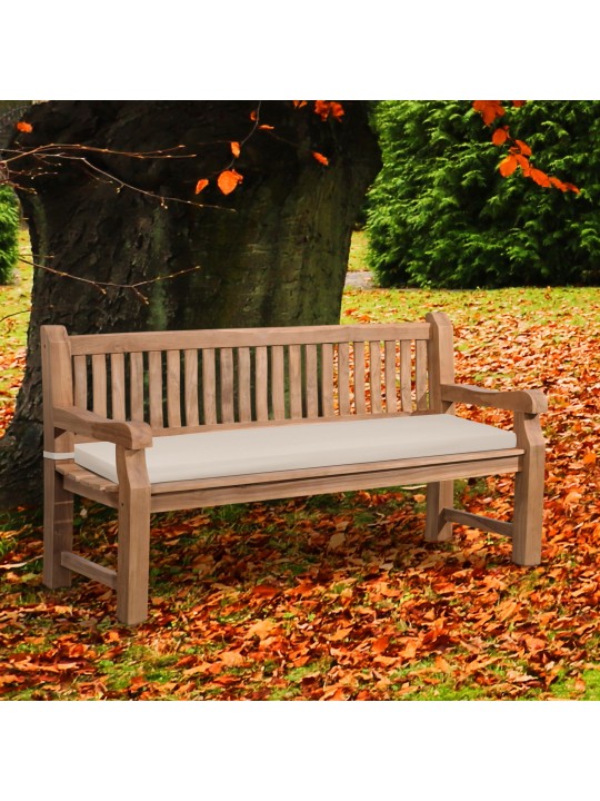 Teakhouten bank Jackson met zitkussen 180 cm + teakhout, crème