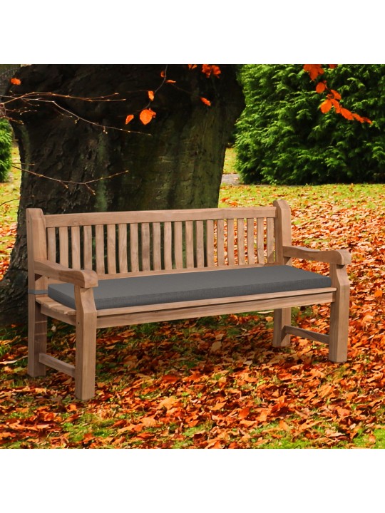 Teakhouten bank Jackson met zitkussen 180 cm + teakhout, donkergrijs