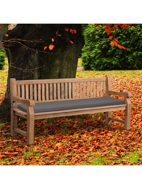 Teakhouten bank Jackson met zitkussen 200 cm + teakhout, donkergrijs