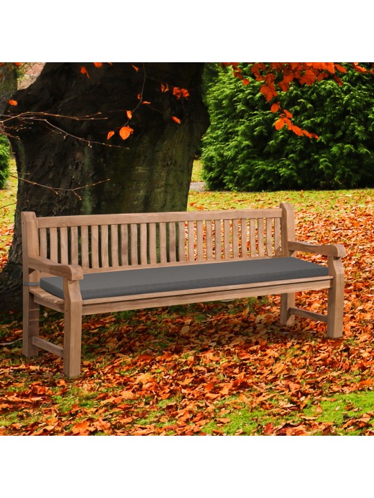 Teakhouten bank Jackson met zitkussen 220 cm + teakhout, donkergrijs