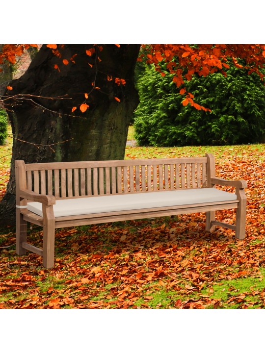 Teakhouten bank Jackson met zitkussen 240 cm + teakhout, crème