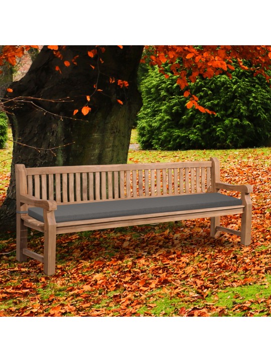 Teakhouten bank Jackson met zitkussen 240 cm + teakhout, donkergrijs