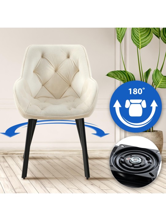 Set van 2 eetkamerstoelen Antigo fluweel, crème