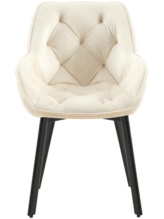 Set van 2 eetkamerstoelen Antigo fluweel, crème