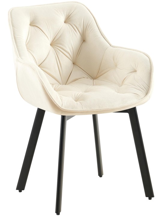 Set van 2 eetkamerstoelen Antigo fluweel, crème