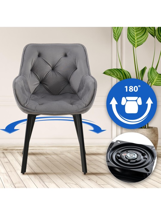 Set van 2 eetkamerstoelen Antigo fluweel, donkergrijs Set van 2 eetkamerstoelen Antigo fluweel, donkergrijs