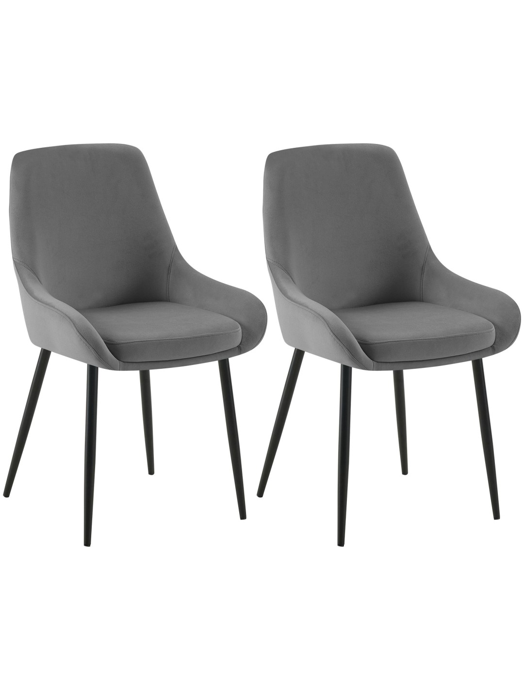 Set van 2 eetkamerstoelen Elmira fluweel, donkergrijs