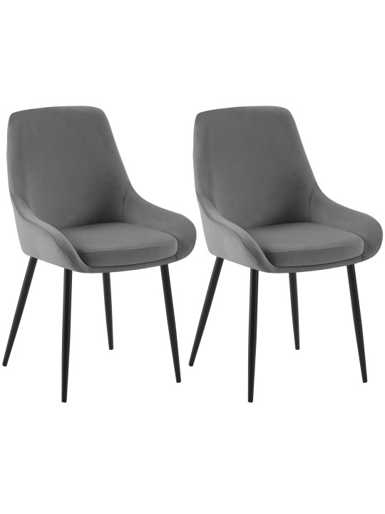 Set van 2 eetkamerstoelen Elmira fluweel, donkergrijs Set van 2 eetkamerstoelen Elmira fluweel, donkergrijs