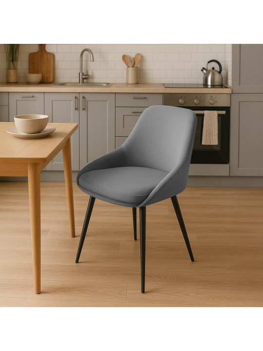 Set van 2 eetkamerstoelen Elmira fluweel, donkergrijs Set van 2 eetkamerstoelen Elmira fluweel, donkergrijs