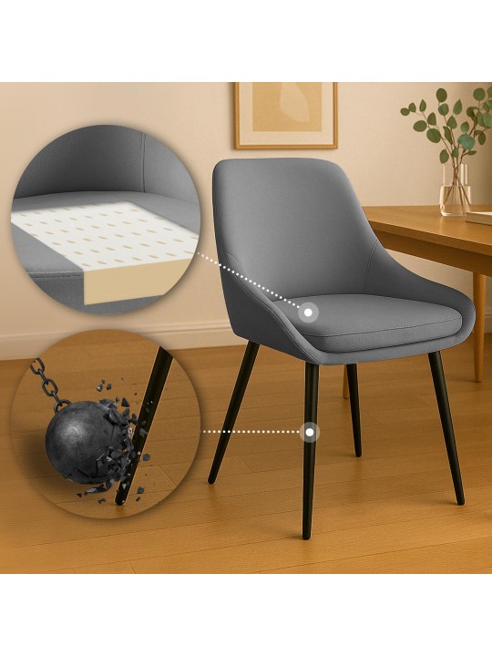 Set van 2 eetkamerstoelen Elmira fluweel, donkergrijs Set van 2 eetkamerstoelen Elmira fluweel, donkergrijs