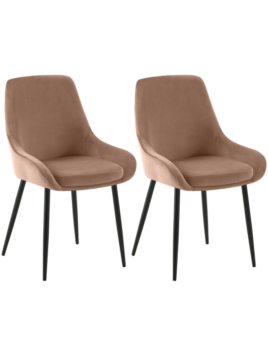 Set van 2 eetkamerstoelen Elmira fluweel, bruin Set van 2 eetkamerstoelen Elmira fluweel, bruin