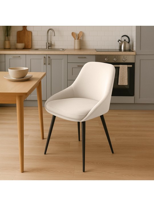 Set van 2 eetkamerstoelen Elmira fluweel, crème