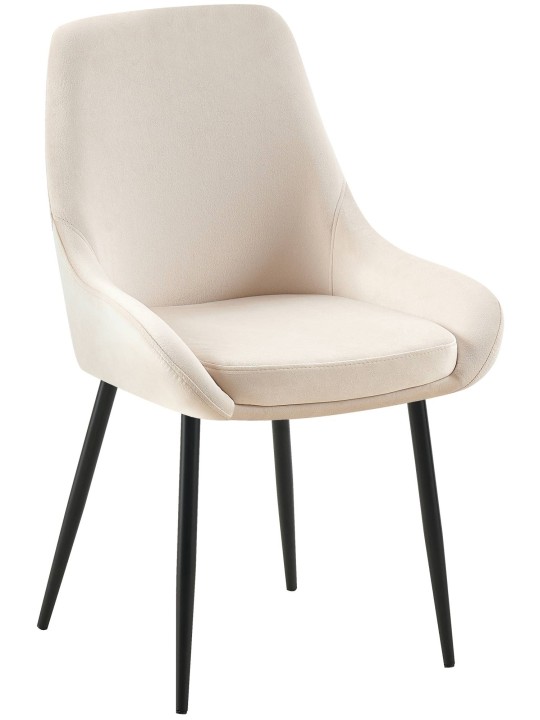 Set van 2 eetkamerstoelen Elmira fluweel, crème