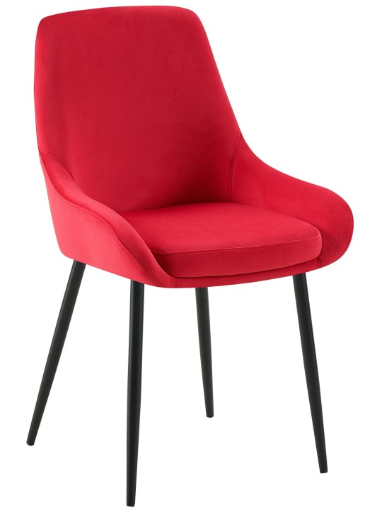 Set van 2 eetkamerstoelen Elmira fluweel, rood