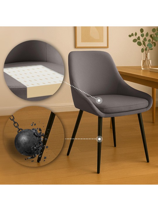 Set van 2 eetkamerstoelen Elmira fluweel, antraciet