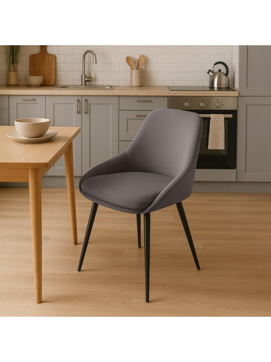 Set van 2 eetkamerstoelen Elmira fluweel, antraciet