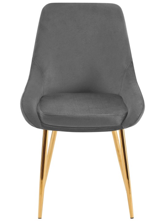 Set van 2 eetkamerstoelen Elmira fluweel goud, donkergrijs Set van 2 eetkamerstoelen Elmira fluweel goud, donkergrijs