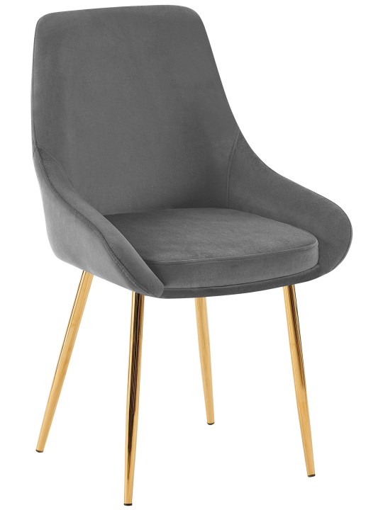 Set van 2 eetkamerstoelen Elmira fluweel goud, donkergrijs Set van 2 eetkamerstoelen Elmira fluweel goud, donkergrijs