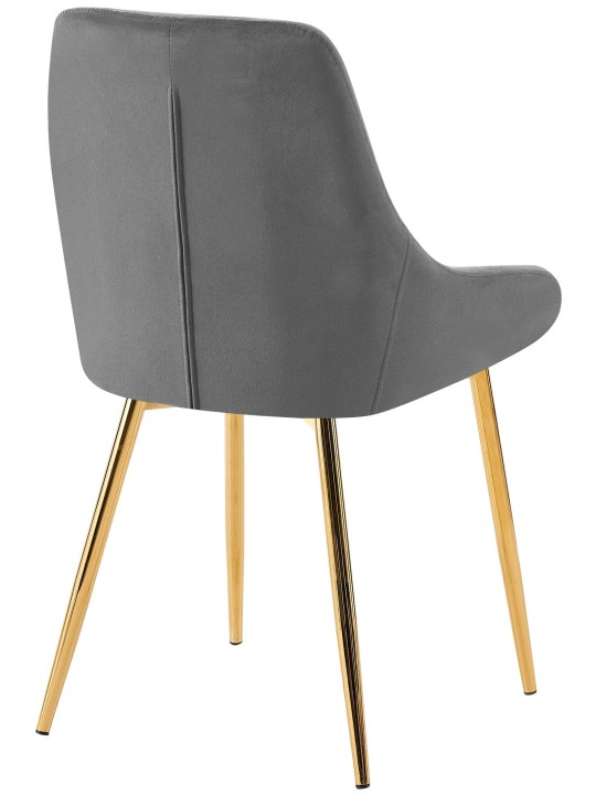 Set van 2 eetkamerstoelen Elmira fluweel goud, donkergrijs Set van 2 eetkamerstoelen Elmira fluweel goud, donkergrijs