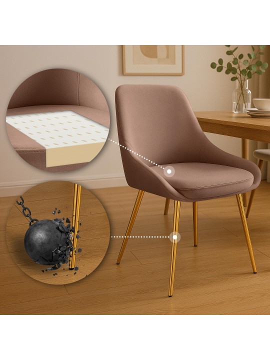 Set van 2 eetkamerstoelen Elmira fluweel goud, bruin Set van 2 eetkamerstoelen Elmira fluweel goud, bruin