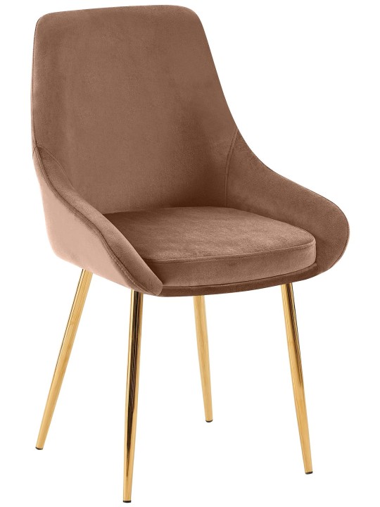 Set van 2 eetkamerstoelen Elmira fluweel goud, bruin Set van 2 eetkamerstoelen Elmira fluweel goud, bruin