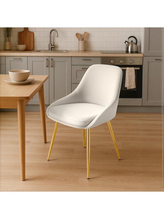Set van 2 eetkamerstoelen Elmira fluweel goud, crème