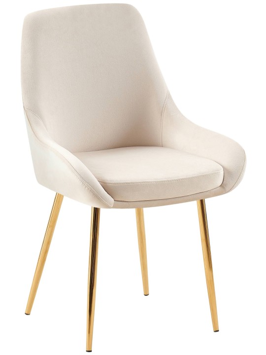Set van 2 eetkamerstoelen Elmira fluweel goud, crème