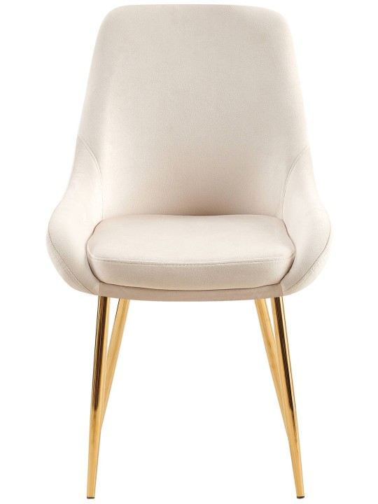 Set van 2 eetkamerstoelen Elmira fluweel goud, crème