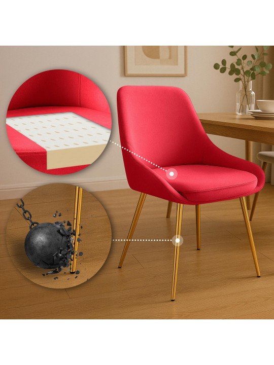 Set van 2 eetkamerstoelen Elmira fluweel goud, rood